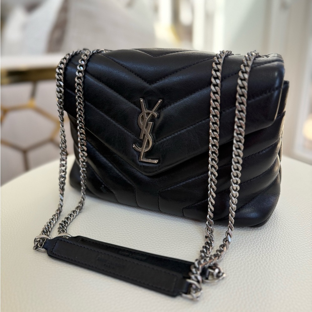 Saint Laurent
Loulou Medium YSL Shoulder Bag in Quilted Leather & Silver Detail